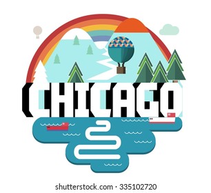 Chicago beautiful city in world. Vector illustration