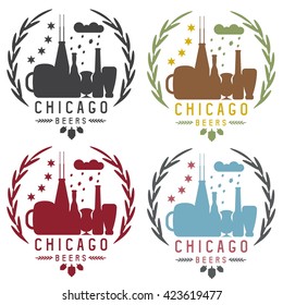 chicago beer festival vector vintage emblems set