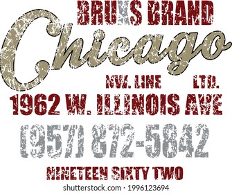 Chicago Brand T-shirt Design Vector 