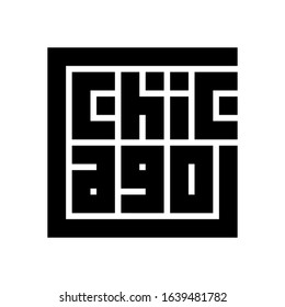 Chicago Calligraphy Logo in black color and block code style