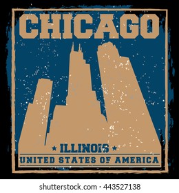 Chicago City concept. Logo. Label. T-shirt design. CH. Creative poster design.