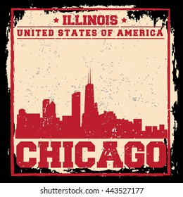 Chicago City concept. Logo. Label. T-shirt design. CH. Creative poster design.