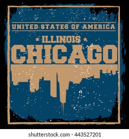 Chicago City concept. Logo. Label. T-shirt design. CH. Creative poster design.