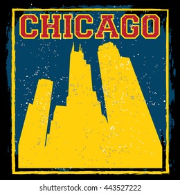 Chicago City concept. Logo. Label. T-shirt design or Creative poster design.