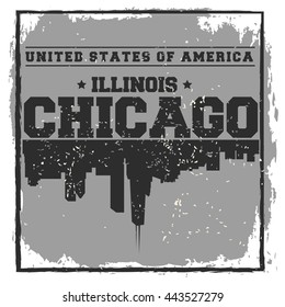 Chicago City concept. Logo. Label. T-shirt design. CH. Creative poster design.