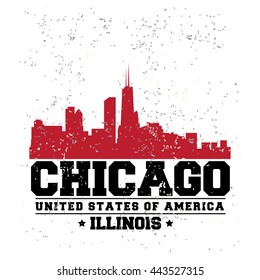 Chicago City concept. Logo. Label. T-shirt design or Creative poster design.