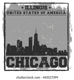 Chicago City concept. Logo. Label. T-shirt design or Creative poster design.