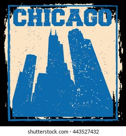Chicago City concept. Logo. Label. T-shirt design or Creative poster design.