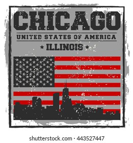 Chicago City concept. Logo. Label. T-shirt design or Creative poster design.