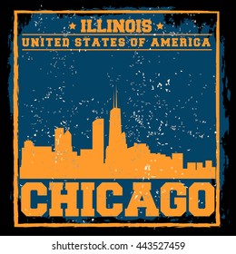 Chicago City concept. Logo. Label. T-shirt design or Creative poster design.