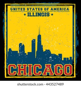 Chicago City concept. Logo. Label. T-shirt design or Creative poster design.