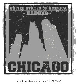 Chicago City concept. Logo. Label. T-shirt design or Creative poster design.