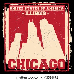 Chicago City concept. Logo. Label. T-shirt design or Creative poster design.
