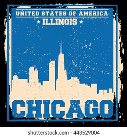 Chicago City concept. Logo. Label. T-shirt design or Creative poster design.