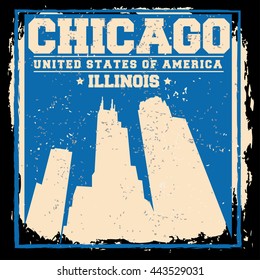 Chicago City concept. Logo. Label. T-shirt design or Creative poster design.