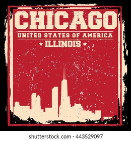 Chicago City concept. Logo. Label. T-shirt design or Creative poster design.