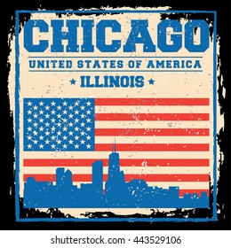 Chicago City concept. Logo. Label. T-shirt design or Creative poster design.