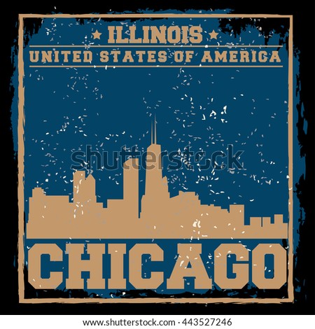 Chicago City concept. Logo. Label. T-shirt design or Creative poster design.