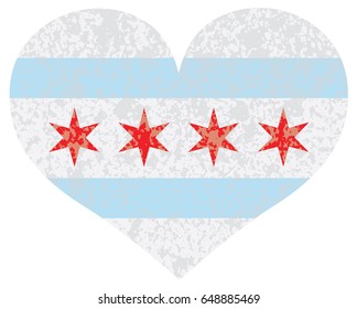 Chicago City Heart Shape Outline Silhouette with Texture Isolated on White Background vector Illustration