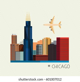 Chicago City Icon. Vector silhouette illustration. City skyline.