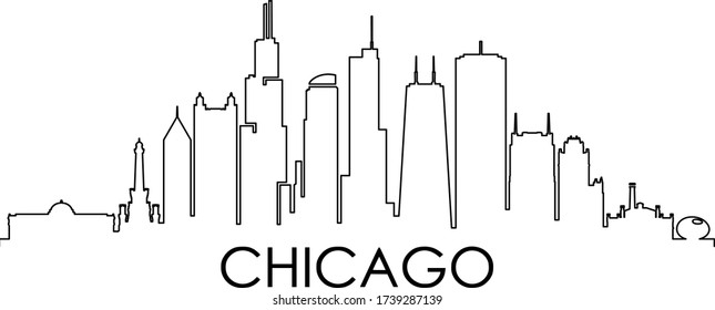 Chicago City Illinois Skyline Silhouette Cityscape Stock Vector ...