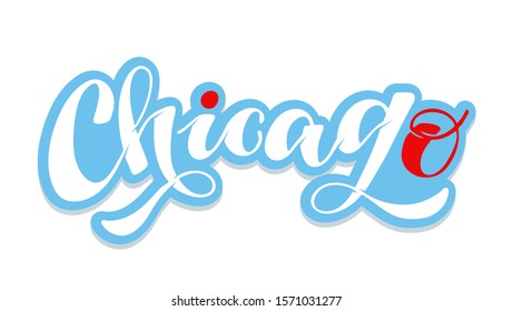 Chicago city label - cute hand drawn doodle lettering postcard banner