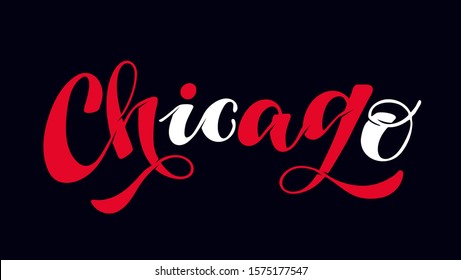 Chicago city label - cute hand drawn doodle lettering postcard banner