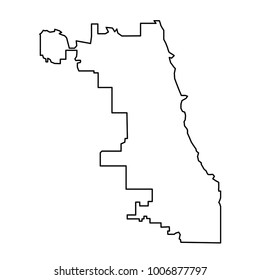 Chicago city map of black contour curves on white background of vector illustration