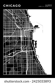 Chicago City Map, Cartography Map, Street Layout Map