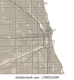 Chicago City Map Poster. Map Of Chicago Street Map Poster. Chicago Map Vector Illustration.