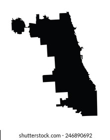 Chicago City map silhouette, vector map, isolated on white background. High detailed illustration. Illinois state city Chicago. United states of America town.