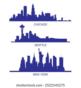 Ilustração de Chicago City Modern Skyline Vetor. Eps 10