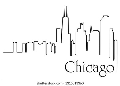 Chicago city one line drawing abstract background with cityscape