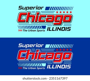 Chicago city racing automotive typeface typography for print t-shirt, labels, etc.