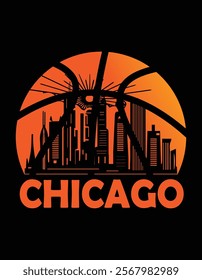 Chicago City Skyline Atlanta Basketball