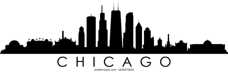 Chicago City Skyline Cityscape Outline Silhouette Vector