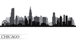 Silhouette Détaillée De L'horizon De Chicago. Illustration Vectorielle 