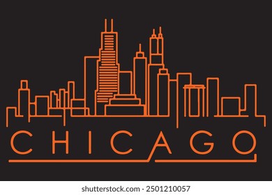 Chicago city skyline horizontal banner. Black and white silhouette of Chicago city. Eps 10.