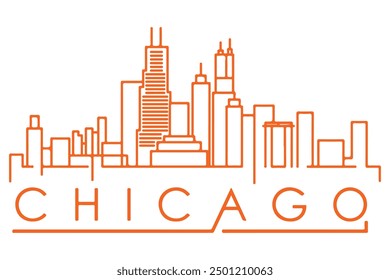 Chicago city skyline horizontal banner. Black and white silhouette of Chicago city. Eps 10.