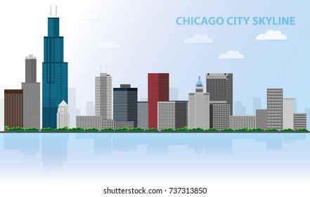 Chicago city skyline illustration 