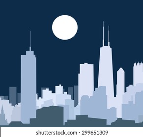 Chicago City Skyline at Morning