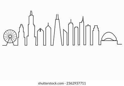 Chicago city skyline outline  vector illustration