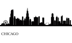 Arrière-plan Silhouette D'horizon De Chicago. Illustration Vectorielle