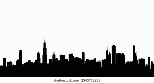 Chicago city skyline in silhouette. Easy to change the color