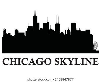 Chicago city skyline silhouette vector art