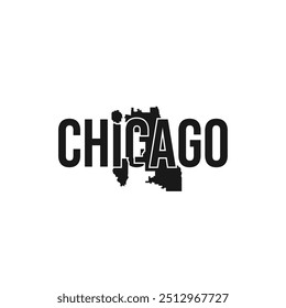 símbolo da cidade de chicago, ícone do mapa com silhueta vetorial