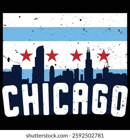 CHICAGO City t shirt design illustration