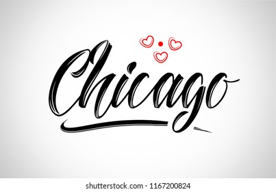 chicago city text design with red heart typographic icon design suitable for touristic promotion