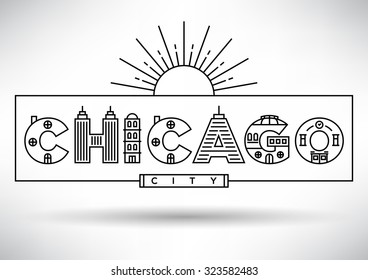 Chicago City Typography Design with Building Letters