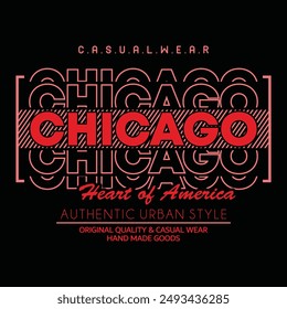 Chicago City typography design and illustration vector for t shirt design